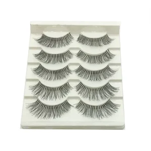 Faux Mink Lashes Five Pairs Set 5 Packs Natural Long 3D Clear Band Lashes Invisible Band Eyelashes