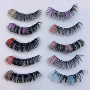 Faux Mink Russian Strip Colorful Eyelashes Handmade Vegan Lashes Custom Logo Volume Color Lashes