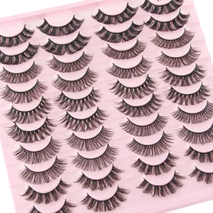 Faux Mink Strip Eyelashes 20 Pairs Fluffy Natural Eyelashes With Black Cotton Band
