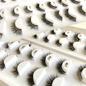 Faux Mink Strip Eyelashes Private Label Synthetic Lashes Hand Made 3D Curly Faux Mink Lashes with Custom logo