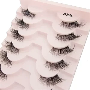 Festind Clear Band Lashes Natural Look Wispy Mink Eyelashes Fluffy 16mm Cat Eye Lashes Pack 5D 10 Pairs Fake Eyelashes