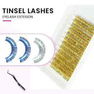 Festival Coloured Tinsel Lash Fans Durable Color Eyelash Extension Private Label Metallic Lashes