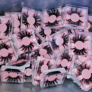 Fiber False Eyelashes 3D Strip Lashes Diamond Real Mink Eye Lashes with White and Gold Box