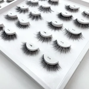 Fiber Wispy Clear Band Natural False Custom logo Cat Eye Lashes Clear Band Faux Mink Full Strip Eyelashes