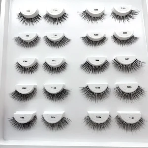 Fiber Wispy Clear Band Natural False Custom logo Cat Eye Lashes clear Band Faux Mink Full Strip Eyelashes