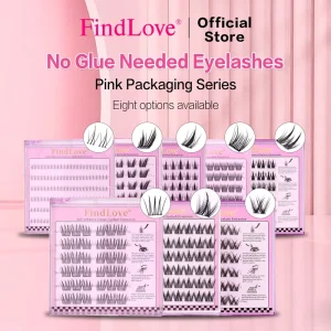 FindLove Self Adhesive Eyelashes No Glue Needed Press on Spiked Manga Look DIY Extension Reusable Daily Salon Soft Bond Lashes