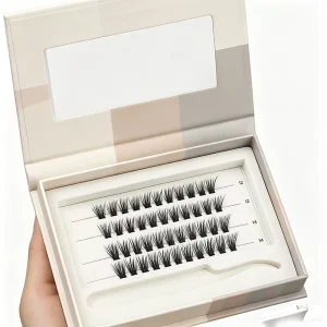 Fine Tapered Extended Wing Cluster Lashes Slender Outer Ends Natural Eye Lifting Effect Bridal Date Formal Banquet Makeup