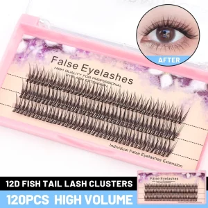 Fishtail Fan Eyelashes Length 8-16mm to Choose 12D Fish Tail Lash Clusters Individual False Eyelashes Extension