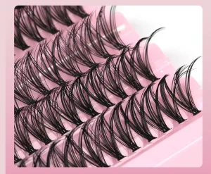 Fishtail Individual Cluster Lashes Soft Matte Fiber Graft Eyelash Extensions Reusable Segment Lash for Daily Party Makeup