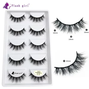 Flash Girl 13style 100% Handmade 5pairs 3D Faux Mink Eyelashes Natural Small False Eyelashes