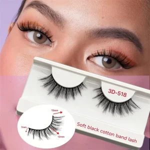 Flat Band Eye Lashes Natural Full Strip False Eyelashes Wispy Faux Mink Lashes Cruelty-Free Reusable Handmade