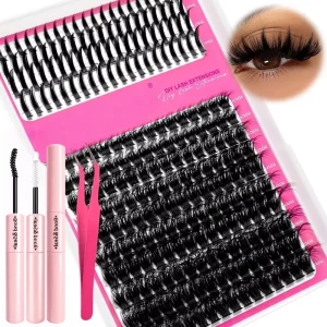Fluffier and Thick 100D Dense Lash Cluster Spikes Volume Cluster Lashes Kit Fluffy with Spikes Wispy Natural Lash Cluster Trays