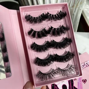 Fluffy 12MM-20MM Handmade Faux Mink 3D Strip Eye Lashes Vendors Private Label Vegan Custom Logo