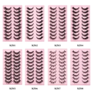Fluffy 3D Strip Lashes Makeup Handmade Natural Style False Eyelash Extension 10 Pairs Tray Cruelty Free Eyelashes
