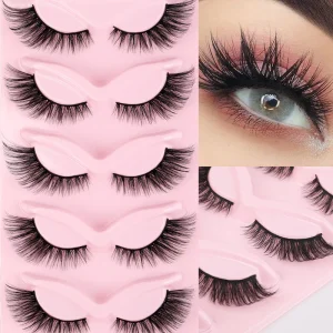 Fluffy 3D Strip Lashes Makeup Handmade Natural Style False Eyelash Extension 5 Pairs Tray Cruelty Free Eyelashes