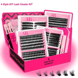 Fluffy 80 100D Diy Eyelash Clusters Kit 3D Thin Band Thick Volume Diy Lash Cluster Kit