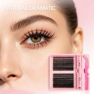 Fluffy Cluster False Lashes Kit Bold Eye Effect 40D 50D Volume Lashes Complete Glue Tweezers Set