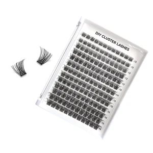 Fluffy Cluster Lashes Custom logo European Style Korean Pbt Lash Clusters 14 mm with Spikes with Bottoms