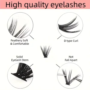 Fluffy Cluster Lashes Individual Faux Mink Eyelash Extensions Mixed Length Segmented Lash Clusters