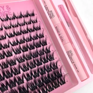 Fluffy Cluster Lashes Kit Custom Logo DIY Lash Clusters Kit Custom Eyelash Cluster Kit