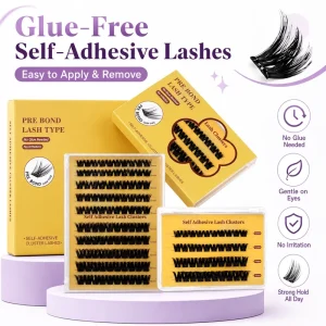Fluffy Cluster Lashes Natural Cat Eye Look Handmade Glue Free Self Stick Design Custom Logo with Custom Packaging Factory Direct
