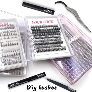 Fluffy D Curl Natural Pre-Cut DIY Cluster Lash Extension Kit