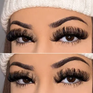 Fluffy D Curl Russian Strip False Eyelash Extensions Synthetic Material Lashes with Private Label Box