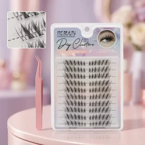 Fluffy DIY Cluster Lashes Spikey Individual Eyelashes Natural Cross Style Soft PBT Fiber Press on Lash Extension Clusters Tray