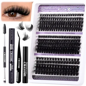 Fluffy DIY Eyelash Extension Kits 50D 60D Curly Thick Mixed Style Single Cluster Eyelashes