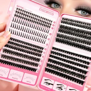 Fluffy DIY Lash Cluster Book Kit 468Pcs Mixed Length Individual Cluster Lashes Natural Volume DIY Eyelash Extensions