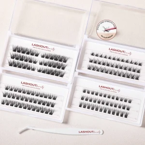 Fluffy DIY Press-On Cluster Lashes Self-Adhesive Pre-Glued Lash Cluster Extensions Reusable No-Glue Eyelashes