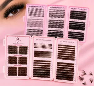 Fluffy Diy Fox Lash Cluster Tray Fairy Manga Individual Largecapacity Three fold Lash Cluster Book with Spike Bottom Eyelash Kit