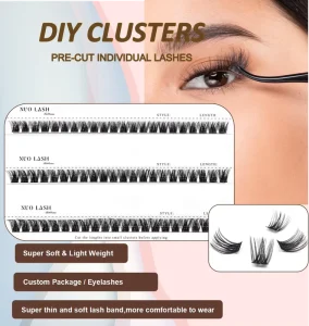 Fluffy Faux Mink Cluster Lash CD Curl Volume Fox Eyelashes Soft Individual Lash Extensions DIY Cluster Lash Ribbons