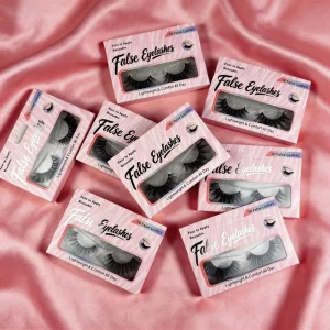 Fluffy Faux Mink Lashes D Curl Eyelash Extension with Packaging Boxes Black Cotton Band Full Strip Eyelash