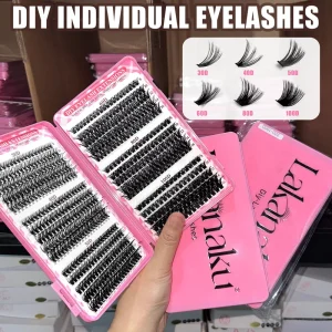 Fluffy Lash Cluster 300P Thick Long 12-25mm Volume Cluster Eyelash Extension Wispy Individual Lashes Waterproof Eyelash Clusters