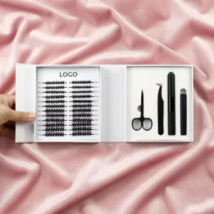 Fluffy Lash Cluster Kit Private Label Mix Curl Korean Pbt Fiber Natural Eyelash Extension Clusters Kit