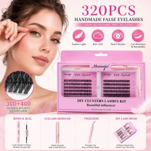 Fluffy Lash Clusters Kit Custom Logo Tweezers Fluffy Wispy Faux Mink DIY Individual Lash Extensions Full Set OEM