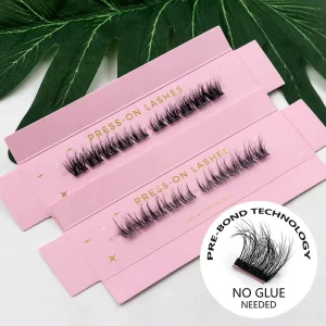 Fluffy Mink Cluster Lashes Private Label Full Strip Eyelashes with Glueless Press on Lashes