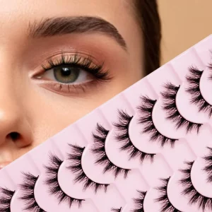 Fluffy Mink Synthetic Eyelash Vendor Custom Logo Printed Vegan False Thick Full Strip Eyelashes