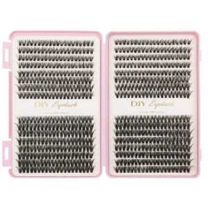Fluffy Natural Lash Clusters Book 32 Rows Soft Wispy DIY Individual Eyelash Extensions Full Volume OEM Vendor