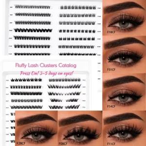 Fluffy Pre Glued Cluster Lashes Custom Package Natural Press on Cluster Lash