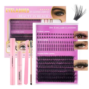 Fluffy Reusable DIY Cluster Lash Extension Kit, Segment Lashes, Synthetic