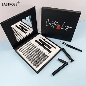 Fluffy Segment Diy Cluster Lashes Kit Black Hard Case Lash Cluster Set Boxes Diy Fluffy Cluster Lashes and Glue