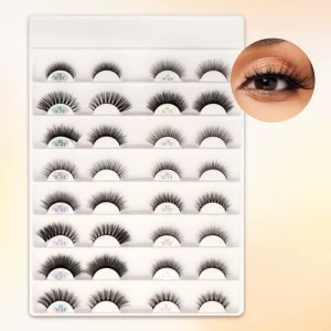 Fluffy Strip Lashes Wispy Handmade Faux Mink Lash Strip C Curl Private Label Full Strip Lashes