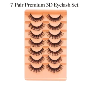 Fluffy Style False Eyelashes 7 Pair Tray Soft Volume Lashes Faux Mink Full Strip Eyelashes Handmade Natural Style False Eyelash