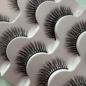 Fluffy Volume False Eyelashes with Glamour Wispy Curly Fake Lashes 5 Pairs Pack Full Strip Eyelashes