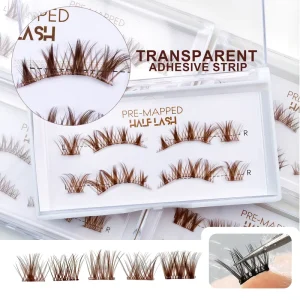 For 5D Press Lashes Cluster Kit Home Wispy Colored Individual Custom Logo Brown Half Eyelashes Clusters Self-adhesive