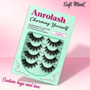 For Hollyren Natural 3D Faux Mink Eyelashes Fluffy Full Strip Lashes with Clear Band Vegan OEM Colored False Eyelashes
