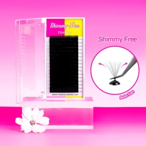 For Shimmy Free Natural Long Lash Extension Self Fanning Cruelty Free Vegan 16 Rows True Matte Black Ultra Lightweight