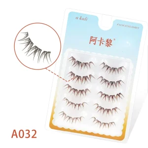 Foreign Trade A032 Handmade 0.07MM Thickness Full Strip False Eyelashes Brown Natural Private Label Reusable Batch DIY